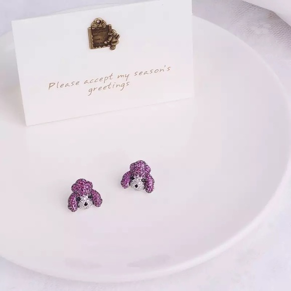 Pandora Cute Iced CZ Sparkling Diamond Cutie Dog Earrings - Picture 5 of 15
